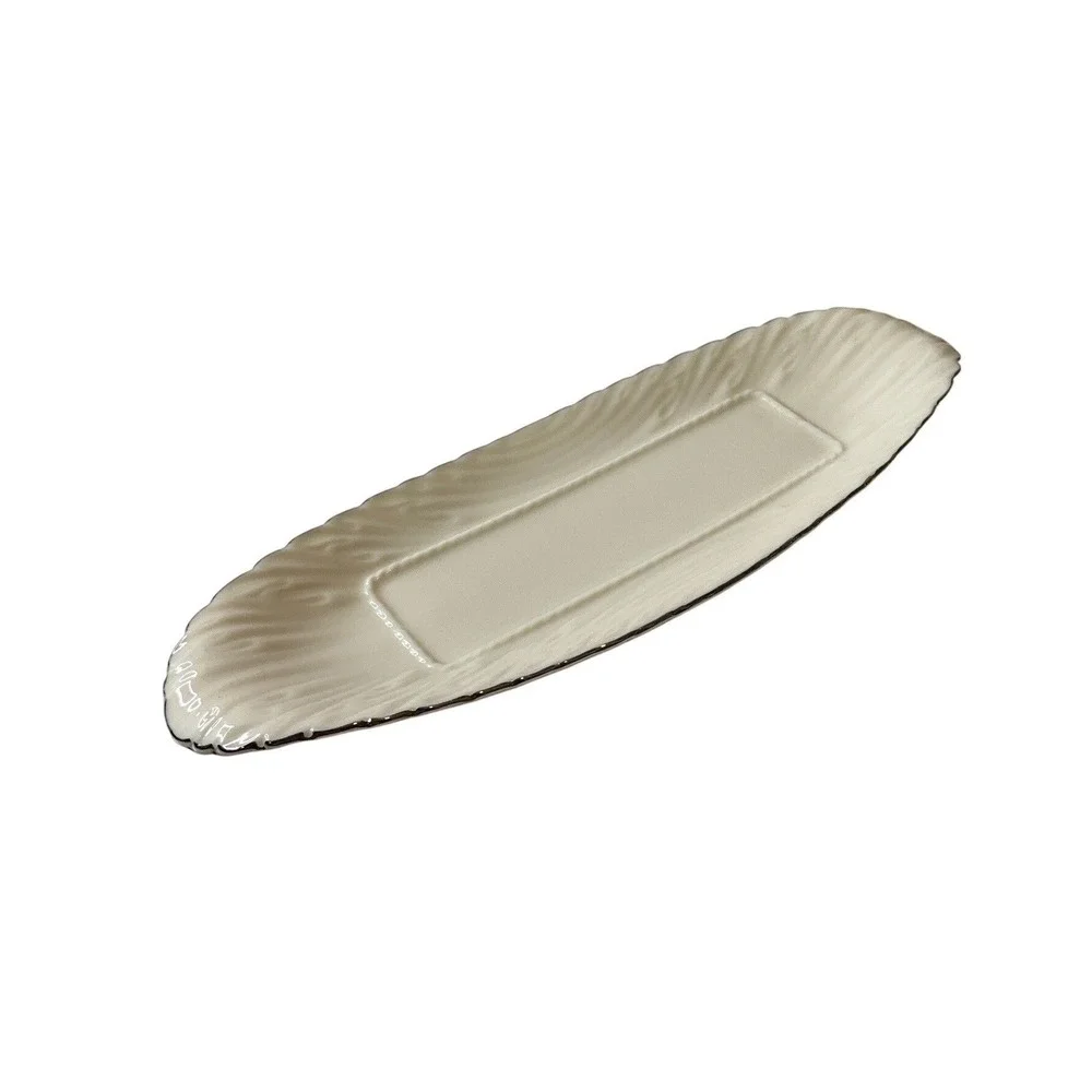 Vtintage Lenox Weatherly Butter Dish Platinum Trimmed Fine China Porcelain Gift